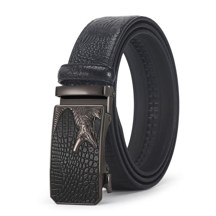 Ceinture en cuir à boucle automatique pour homme, motif crocodile