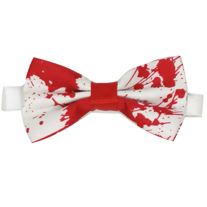 Nœud papillon Halloween pour homme avec tête de mort éclaboussée de sang