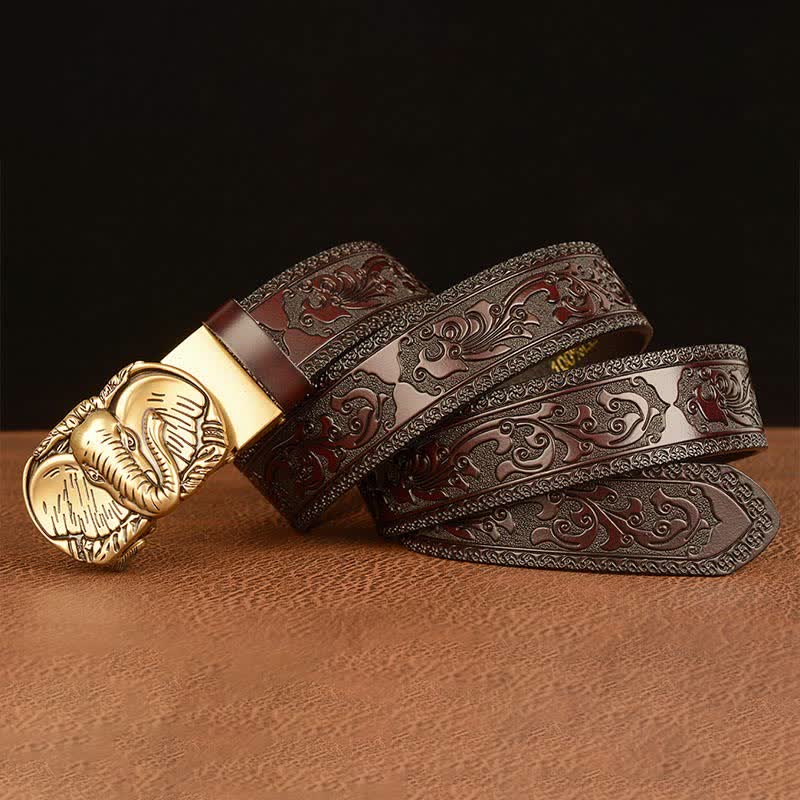 Ceinture en cuir à grandes oreilles d'éléphant pour homme