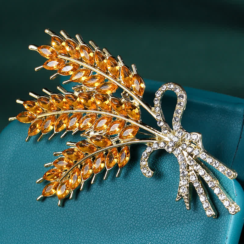 Broche en forme de nœud papillon en blé brillant pour femme