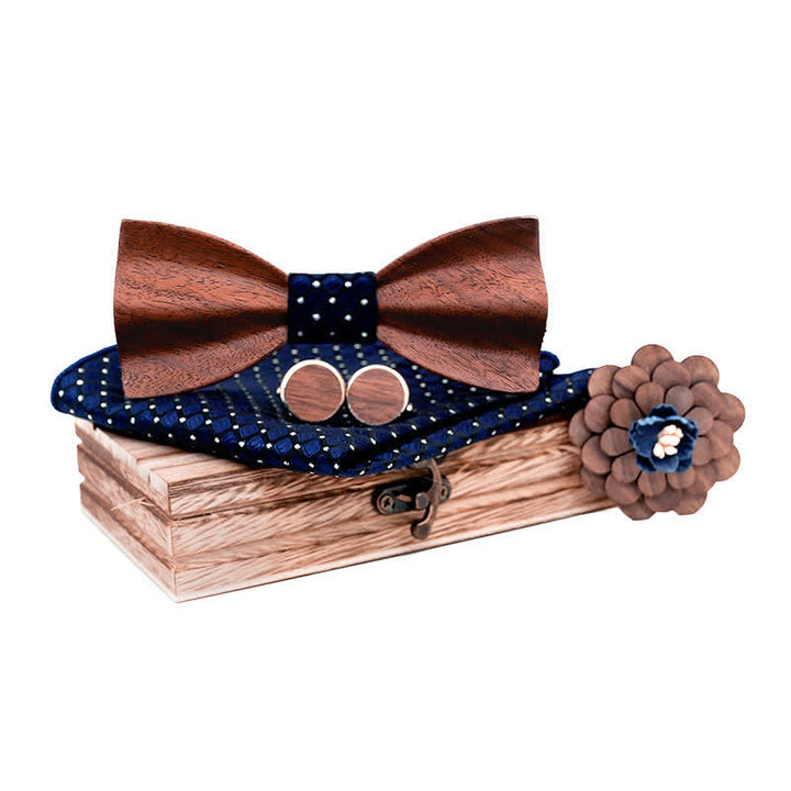Lot de 4 noeuds papillon en bois de noyer noir pour homme