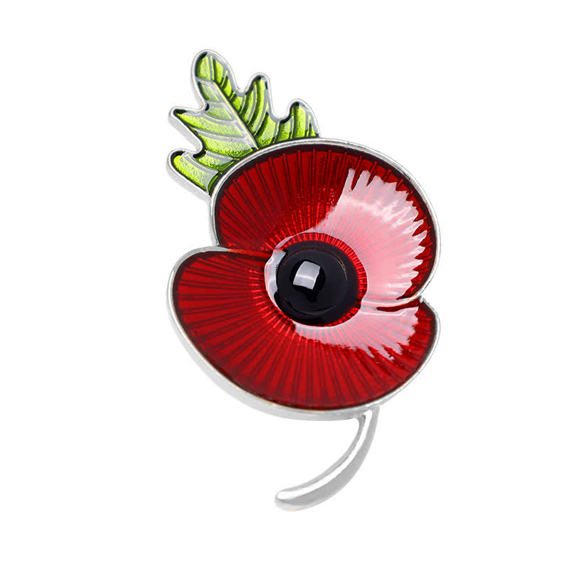 Broche commémorative unisexe en forme de feuille de pavot rouge