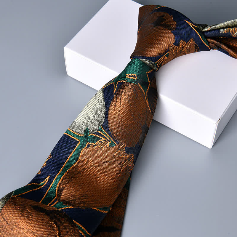 Cravate élégante à motif tulipe floral pour homme Navy &amp; Peru