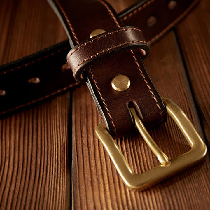 Ceinture en cuir vintage à boucle simple pour homme