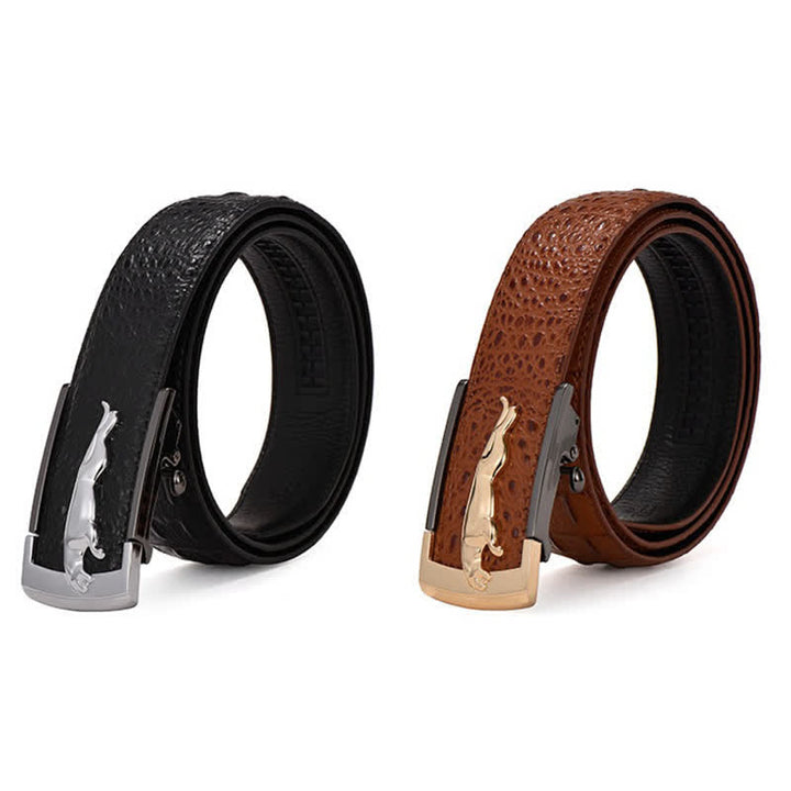 Ceinture en cuir à motif alligator avec boucle automatique léopard pour homme