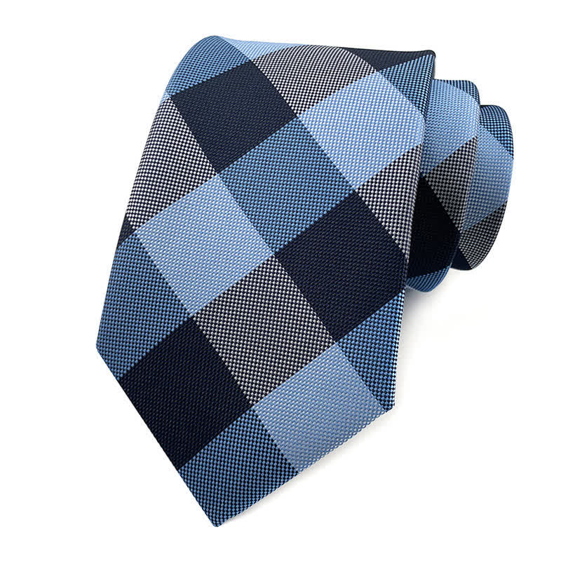 Costume de smoking slim pour homme avec cravate à carreaux - Bleu acier - image 13