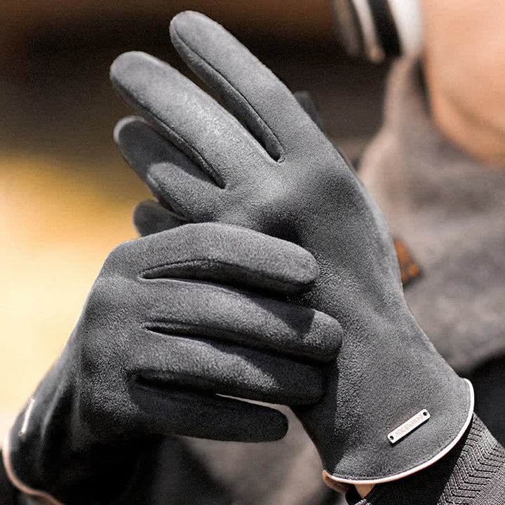 Gants en daim et velours thermiques à doigts fendus