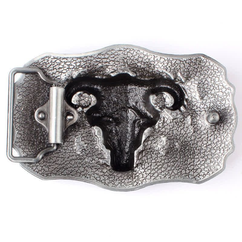 Ceinture en cuir à boucle turquoise pour homme avec tête de mort de chèvre