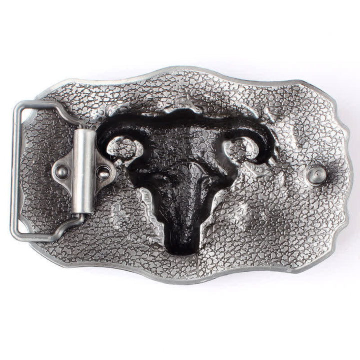 Ceinture en cuir à boucle turquoise pour homme avec tête de mort de chèvre
