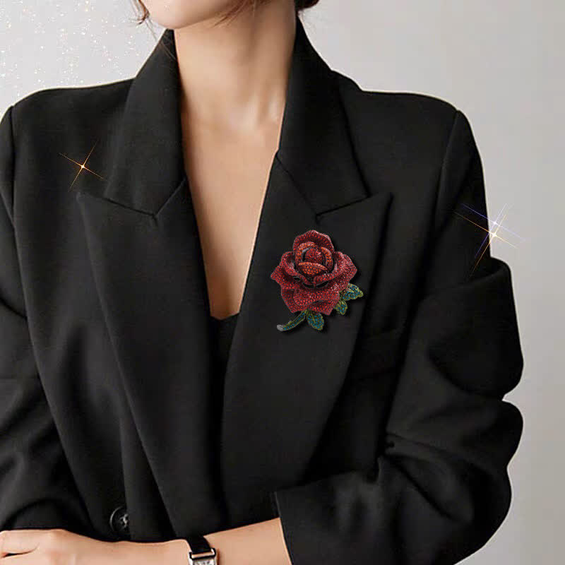 élégante Broche en strass rose pour femme