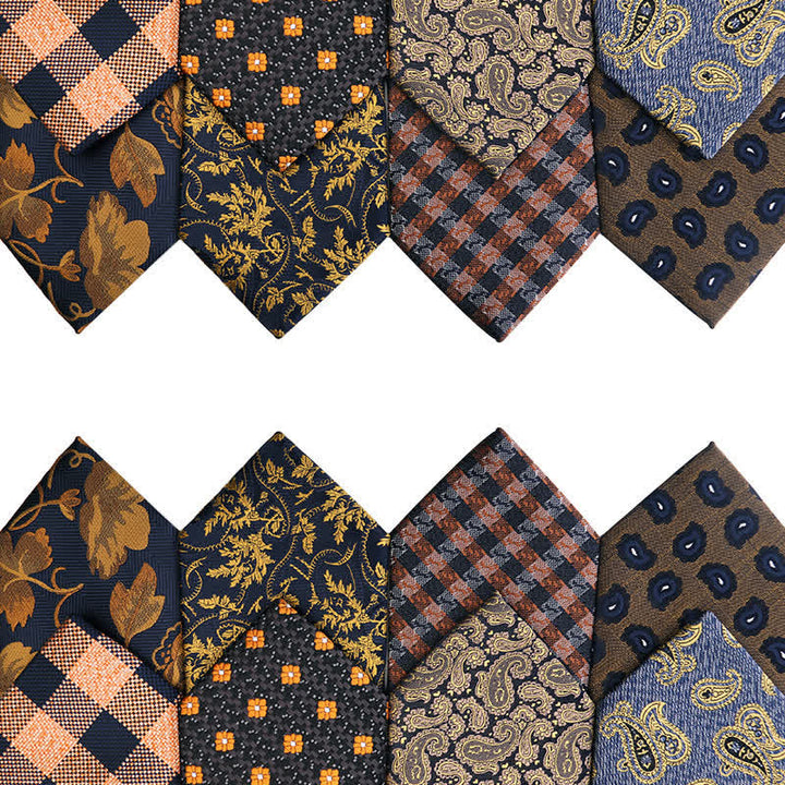 Cravate à motif cachemire pour homme, série orange et or 
