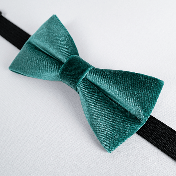 Nœud papillon en velours uni vert sarcelle pour homme