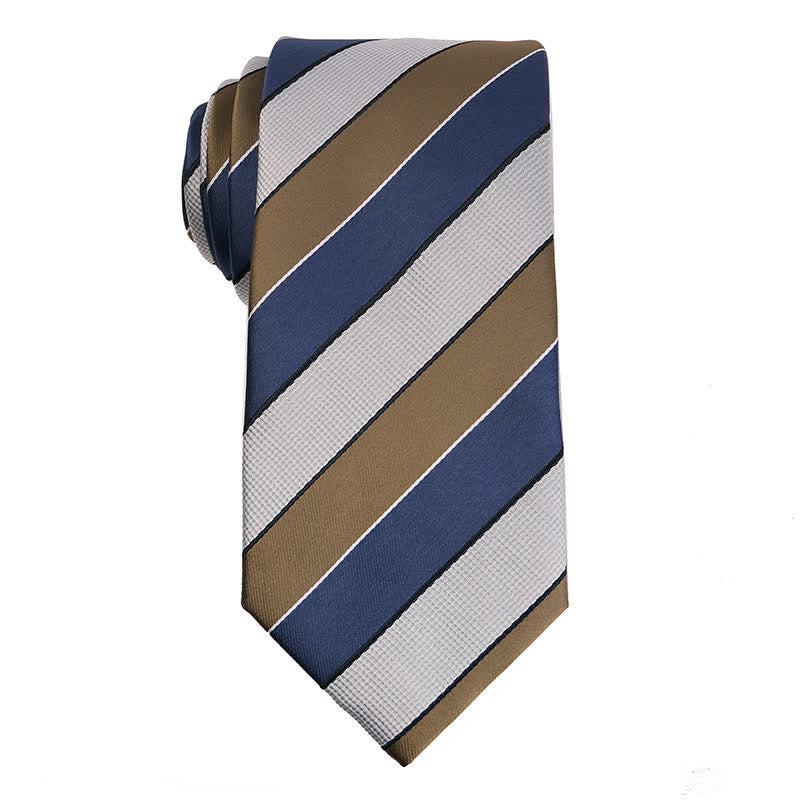 Cravate élégante pour homme de la série à rayures - Kaki et bleu - image 5