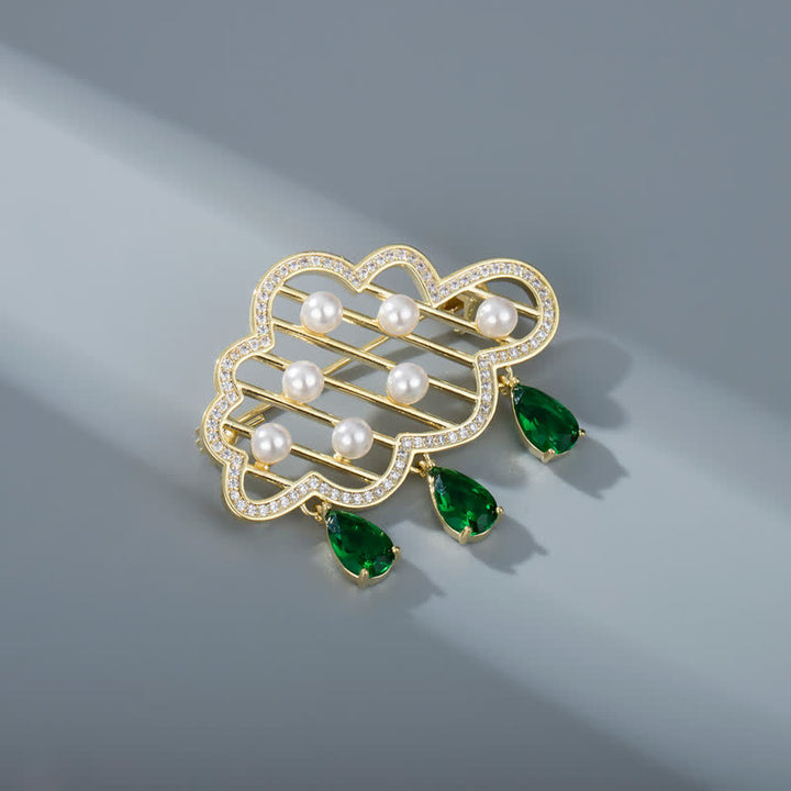 Broche en perles pour femme en forme de nuage de pluie