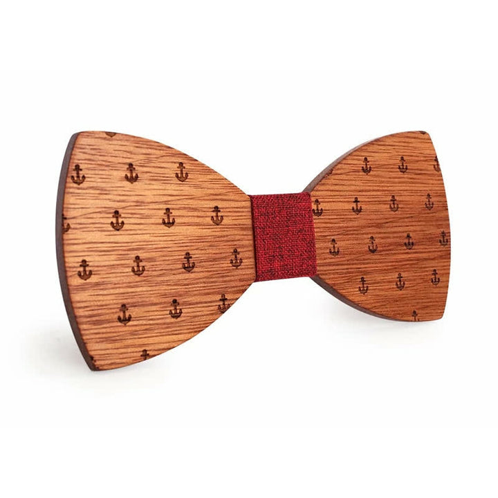 Nœud papillon en bois pour homme avec ancre de bateau