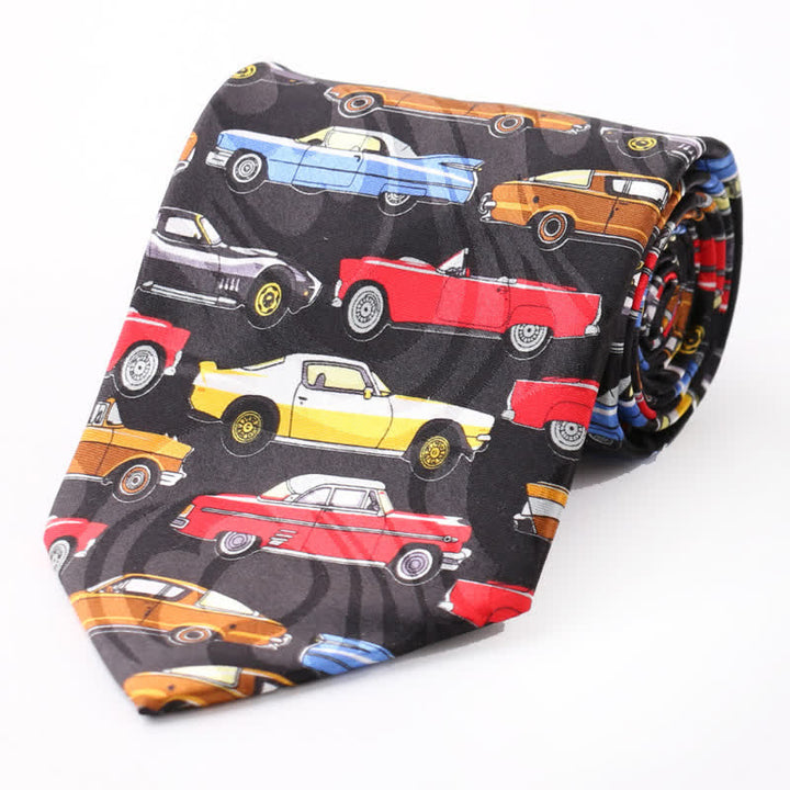 Cravate de campagne pour homme avec motif de dessin animé créatif - Voiture - image 0