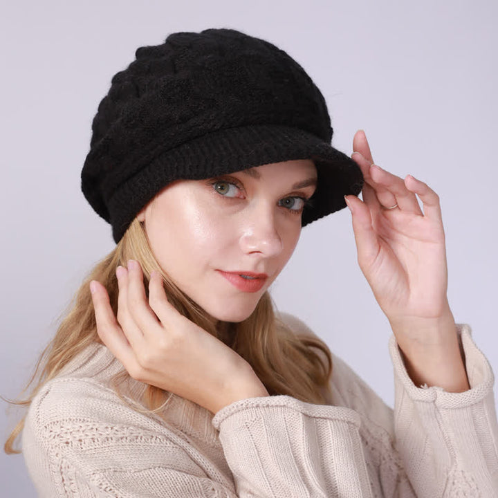 Bonnet à visière ample avec doublure moelleuse pour femme