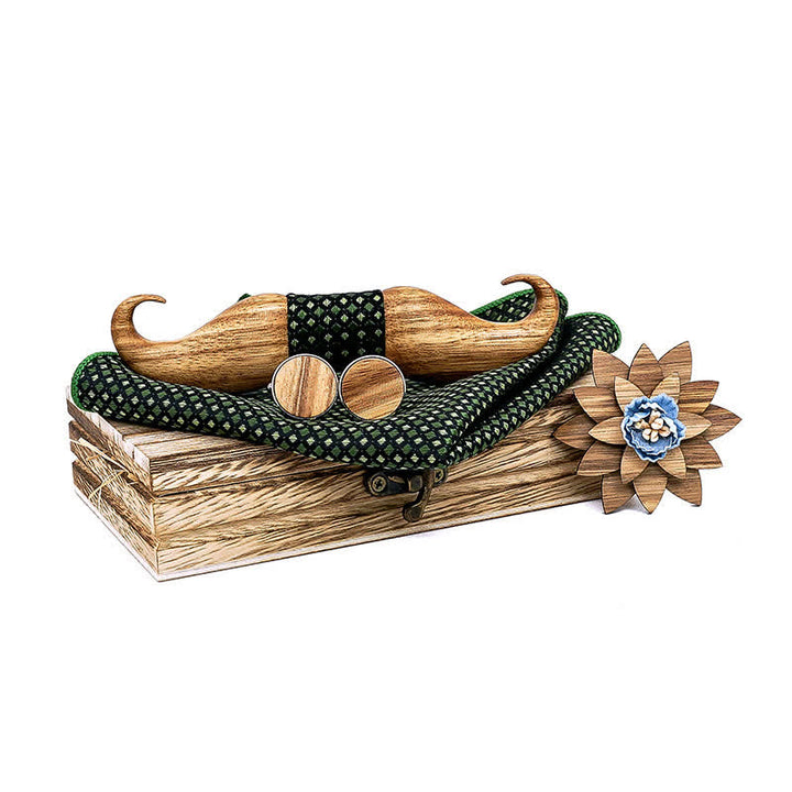 Lot de 4 nœuds papillon en bois Burlywood Moustache pour homme