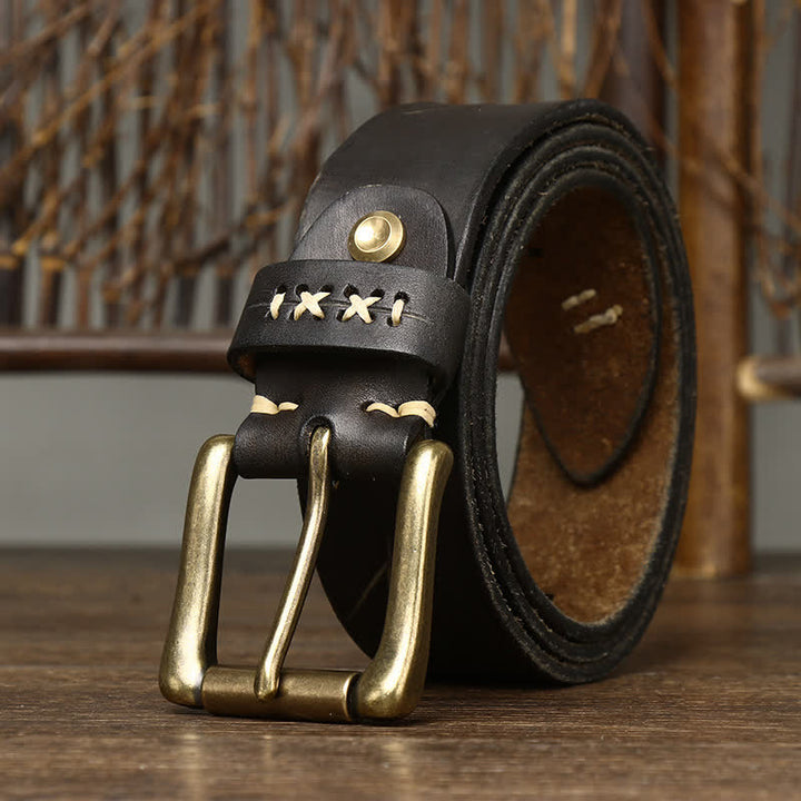 Ceinture en cuir sculpté fantaisie vintage pour homme - Noir - 46 - image 11
