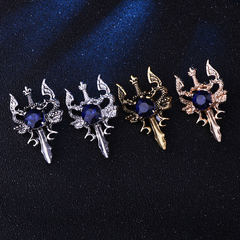 Broche rétro en forme d'épée de dragon pour homme