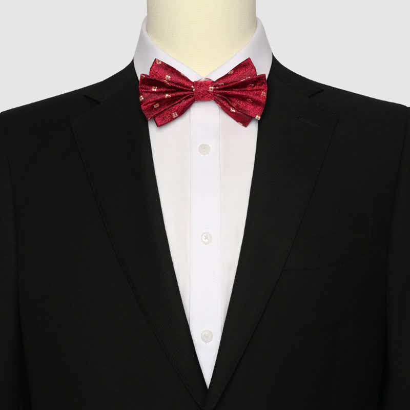 Nœud papillon rouge parfumé à petites fleurs pour homme