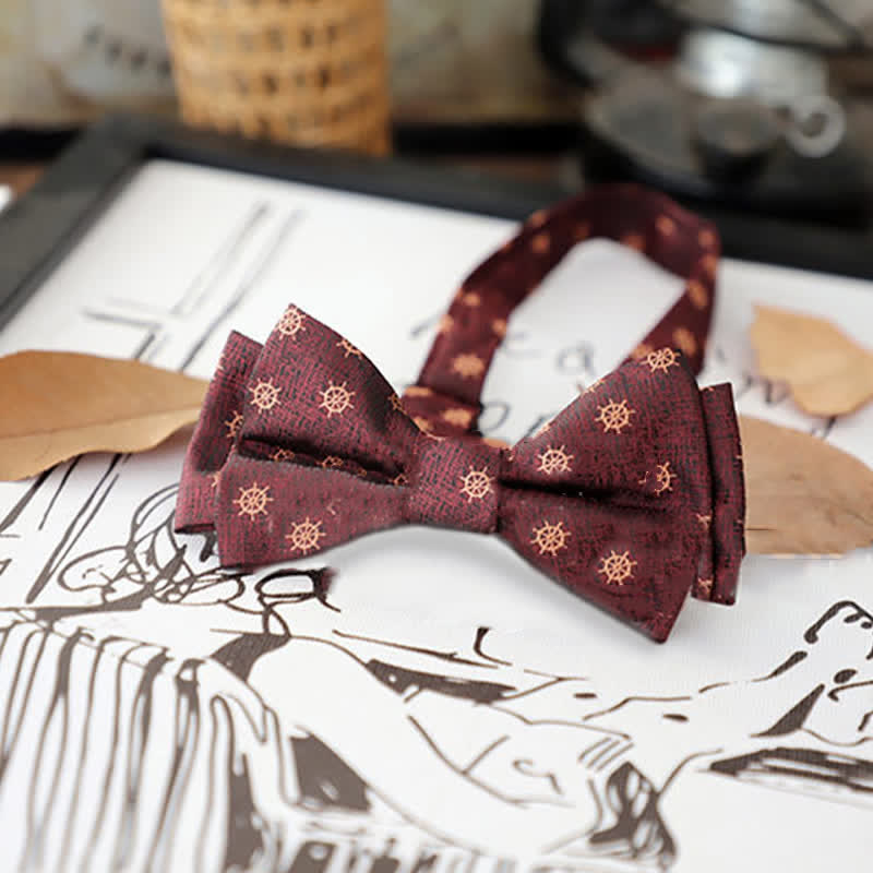 Nœud papillon rétro à motifs floraux et feuilles pour homme