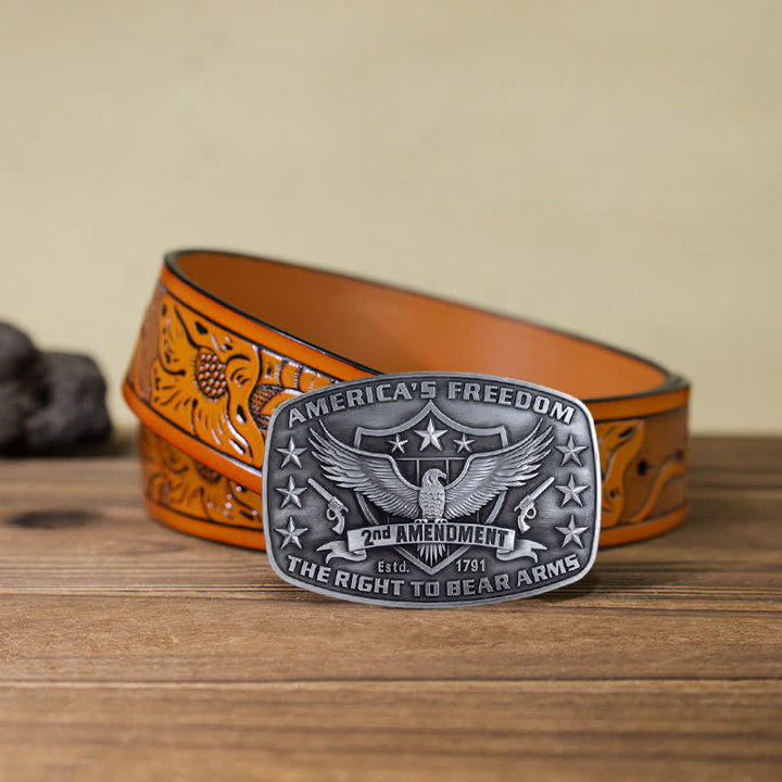 Ceinture en cuir à boucle pour homme avec motif Eagle America's Freedom