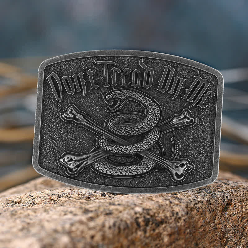 Ceinture en cuir à boucle pour homme, motif tête de mort et serpent à sonnette