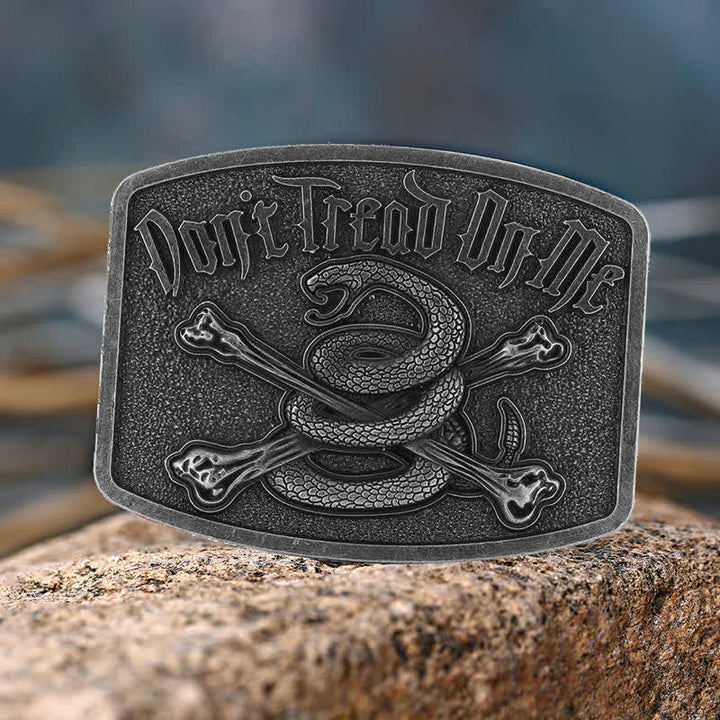 Ceinture en cuir à boucle pour homme, motif tête de mort et serpent à sonnette