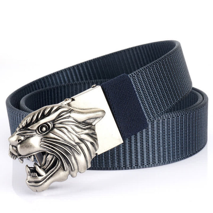 Ceinture en nylon à tête de tigre rugissante pour homme