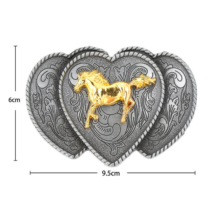 Ceinture en cuir à boucle triple en forme de cœur pour homme