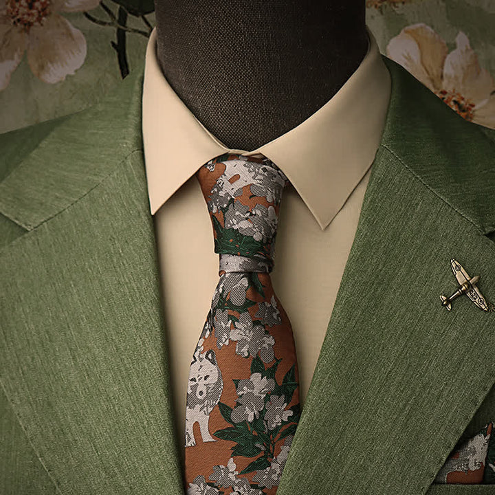 Cravate botanique pour homme Tawny &amp; Grey Novel Wolf