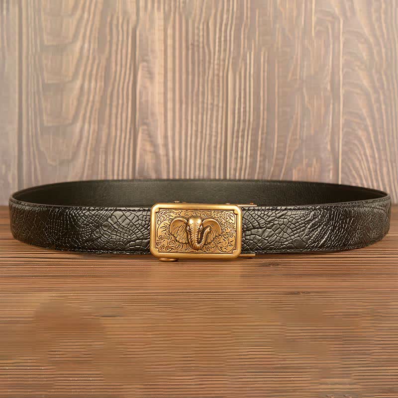 Ceinture en cuir à motif alligator éléphant punk pour homme