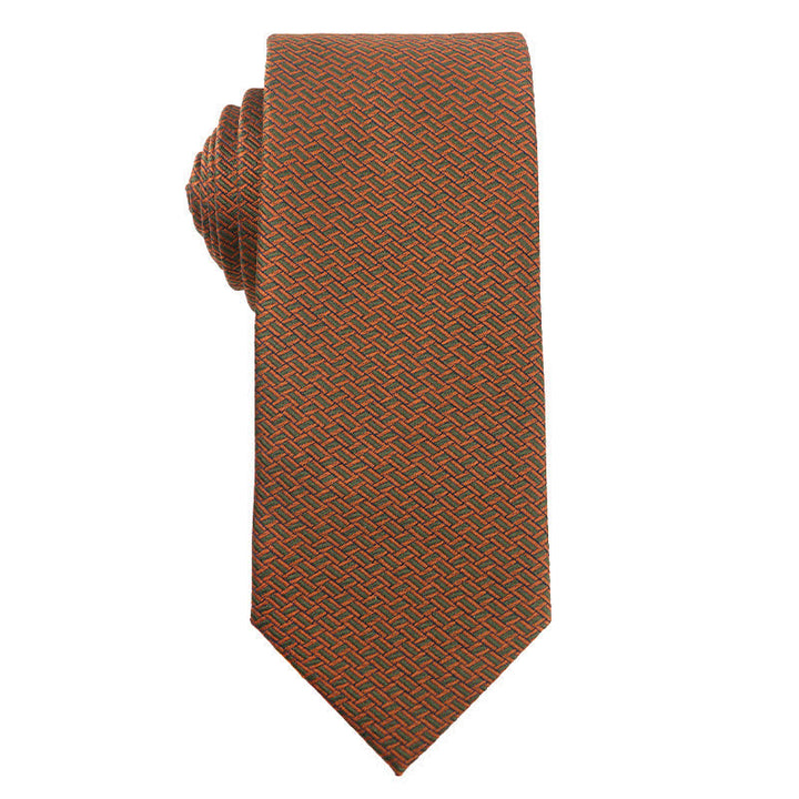 Cravate pour homme série orange vert forêt - Tisser - image 9