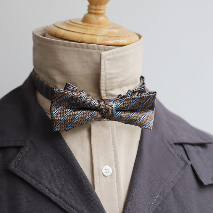 Nœud papillon polyvalent à rayures café pour homme