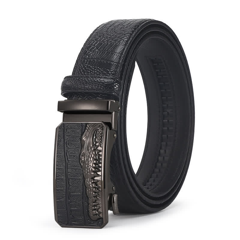 Ceinture en cuir à boucle automatique pour homme, motif crocodile