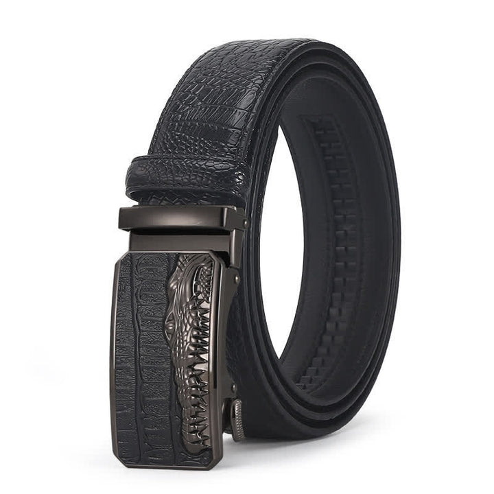 Ceinture en cuir à boucle automatique pour homme, motif crocodile