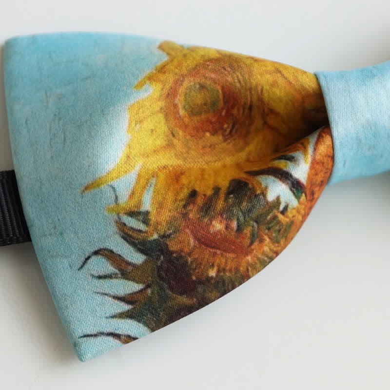 Nœud papillon pour homme représentant un vase de tournesols