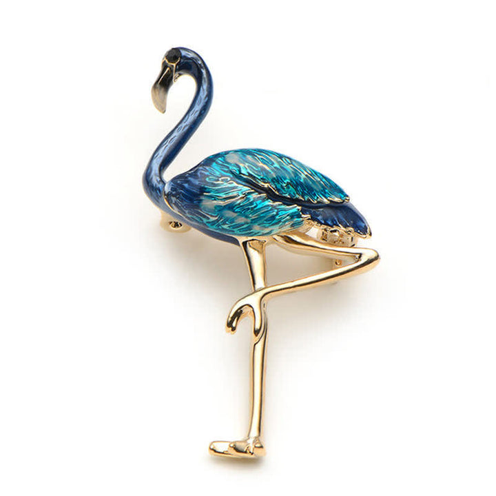 Broche flamant exotique en émail pour femme