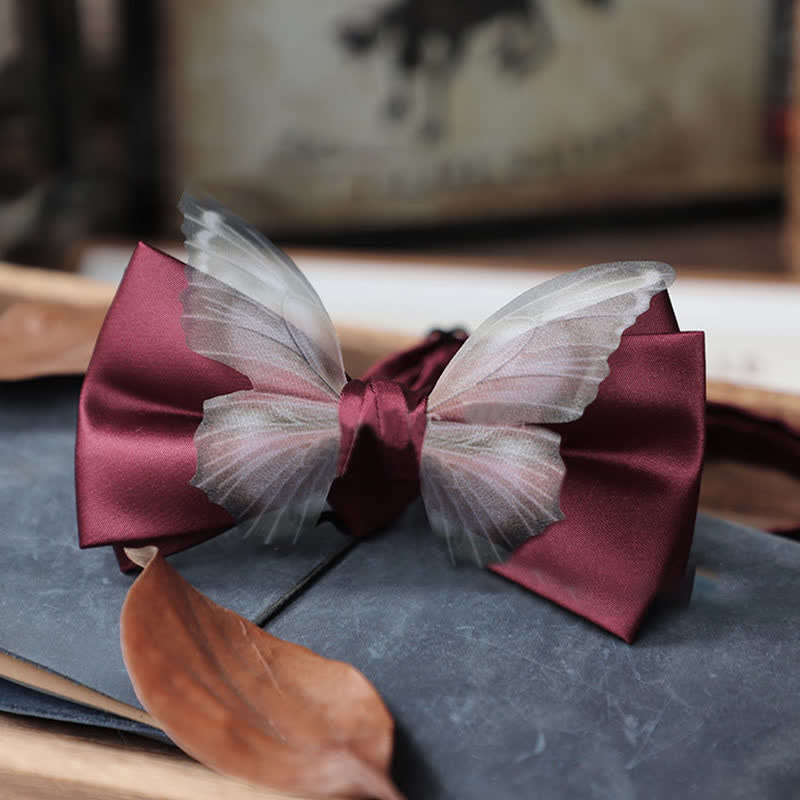 Ensemble de mouchoirs de poche vintage en organza pour homme avec nœud papillon papillon