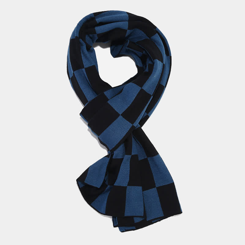 Ensemble de 3 pièces unisexe à carreaux en damier avec bonnet, écharpe et gants