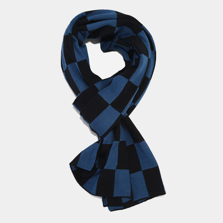 Ensemble de 3 pièces unisexe à carreaux en damier avec bonnet, écharpe et gants