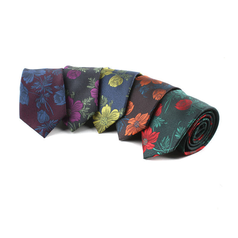 Cravate fantaisie pour homme avec fleur et tige