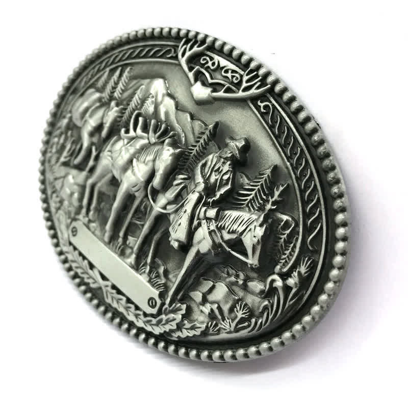 Ceinture en cuir à boucle pour homme avec motif de cheval de cow-boy