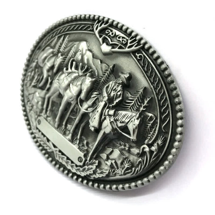 Ceinture en cuir à boucle pour homme avec motif de cheval de cow-boy