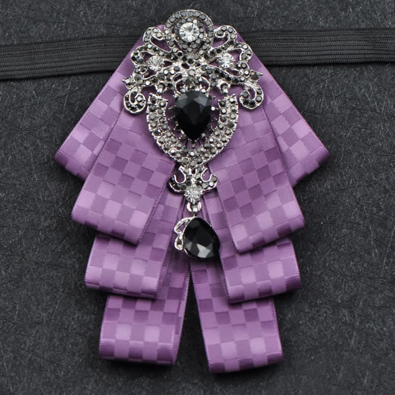 Ensemble de 3 nœuds papillon à carreaux noirs et strass