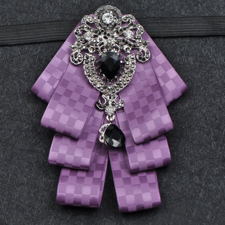 Ensemble de 3 nœuds papillon à carreaux noirs et strass