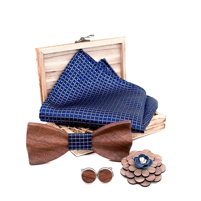 Lot de 4 noeuds papillon en bois de noyer noir pour homme