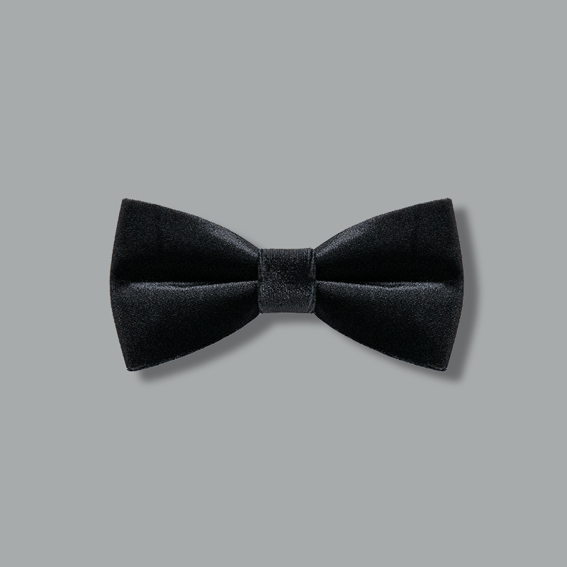 Nœud papillon en velours noir uni pour homme en obsidienne