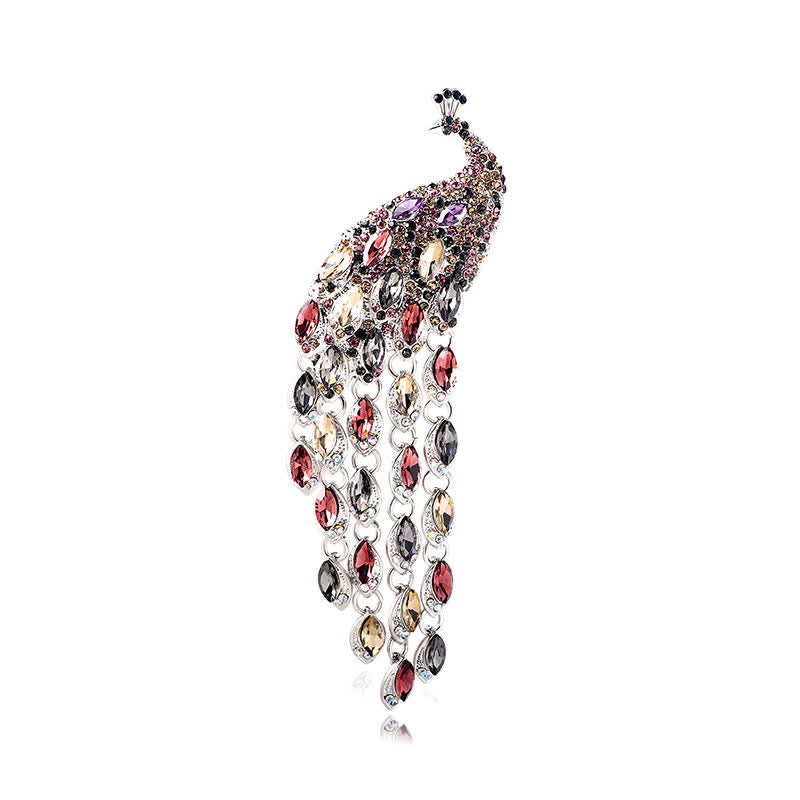 Broche à franges en forme de paon Grazioso pour femme